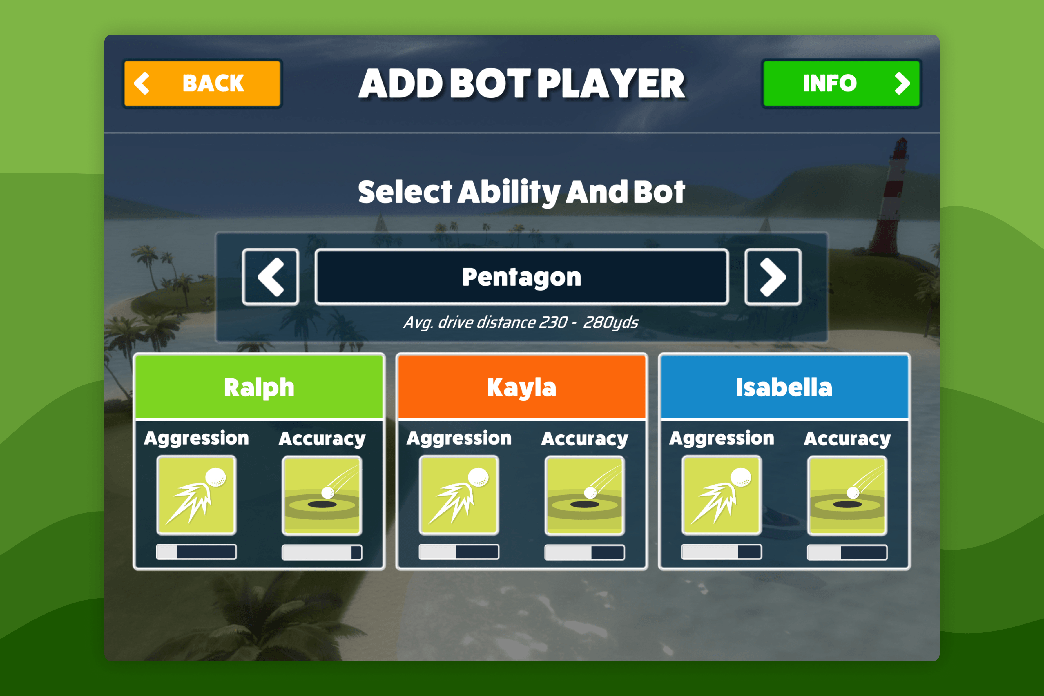 Awesome Golf Simulator Add Bot Player Screen