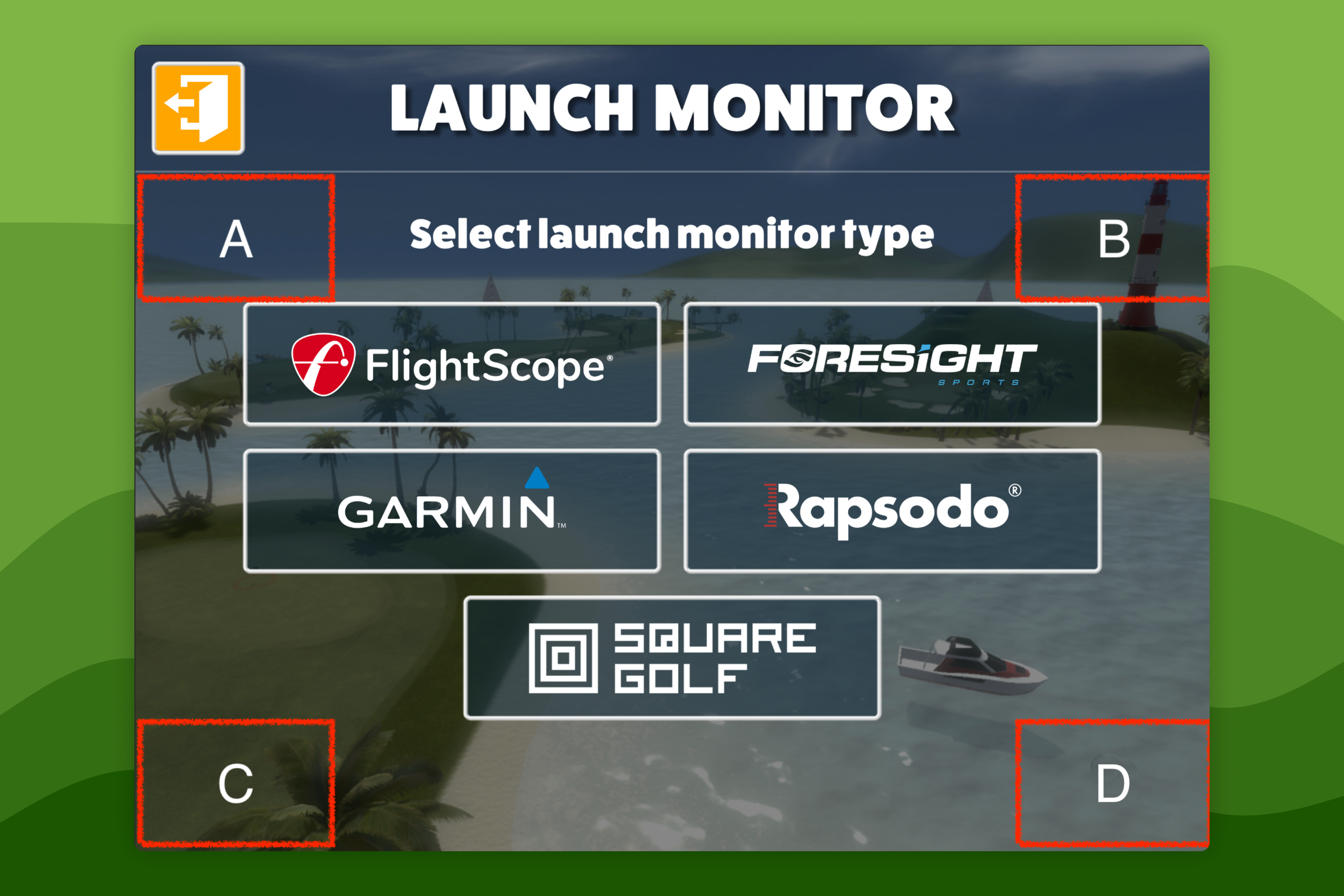 Awesome Golf Simulator Launch Monitor Connect Screen with Hidden Buttons