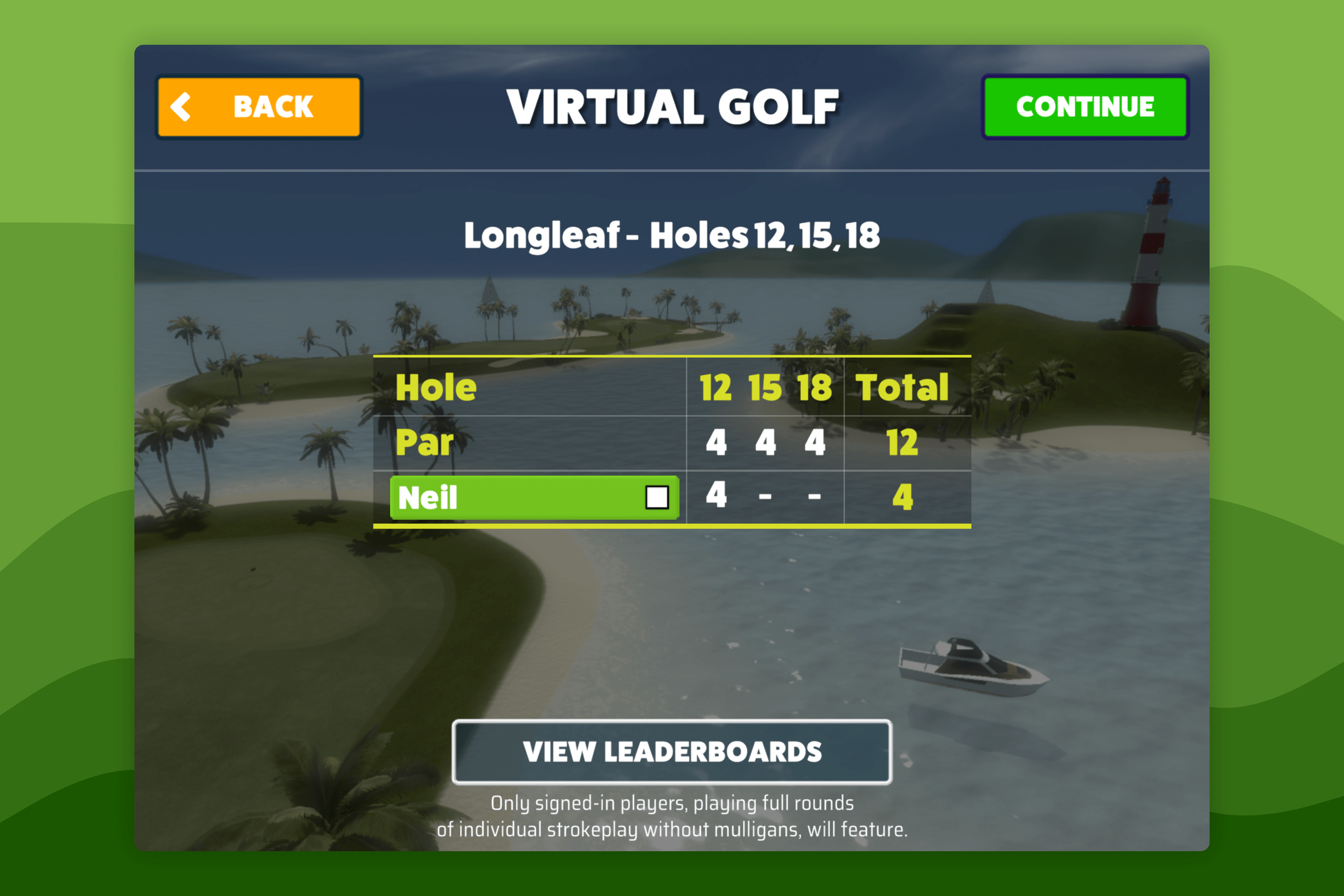Awesome Golf Simulator Virtual Golf Rounds Save Screen