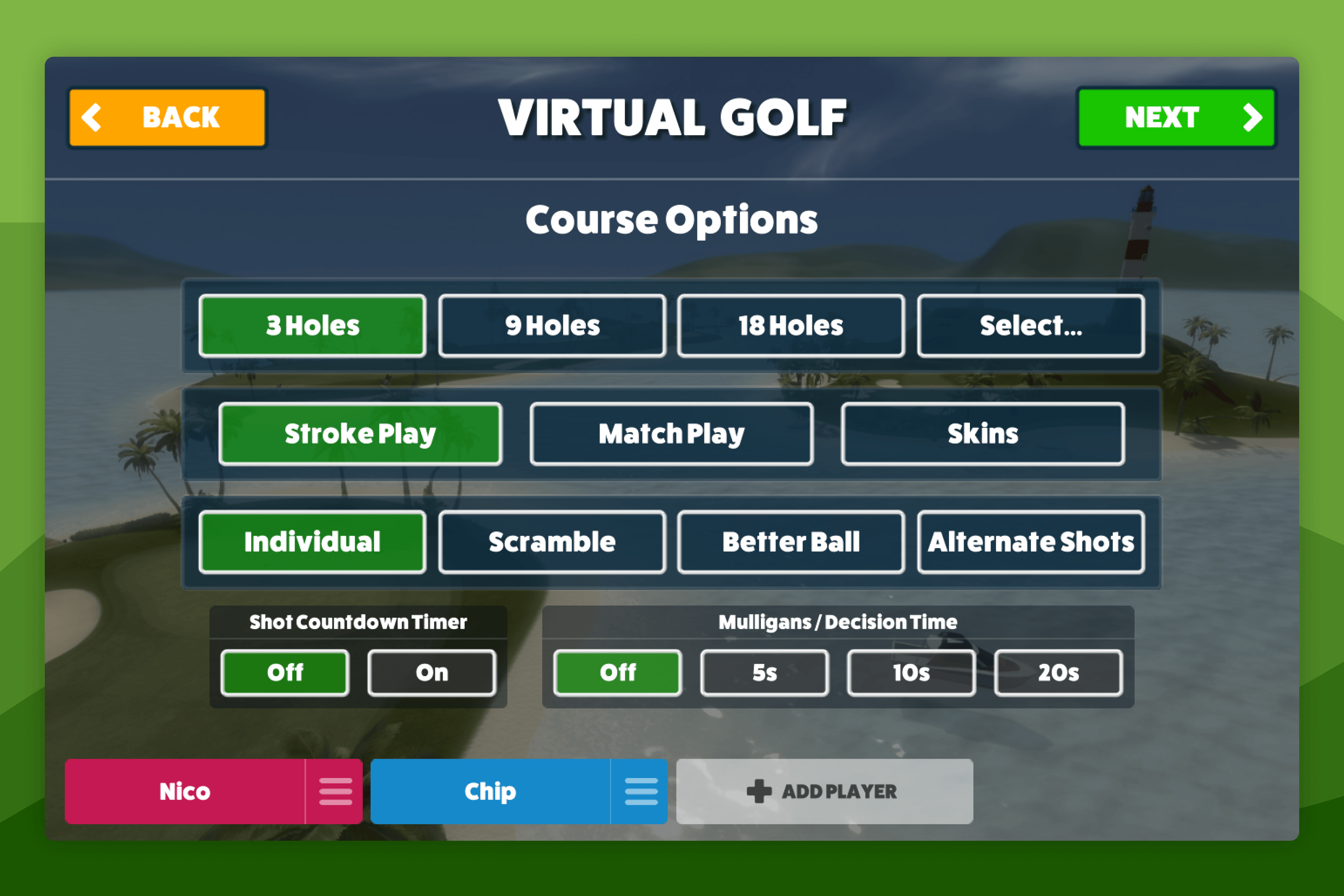 Awesome Golf Virtual Golf 9-Hole Courses Selection