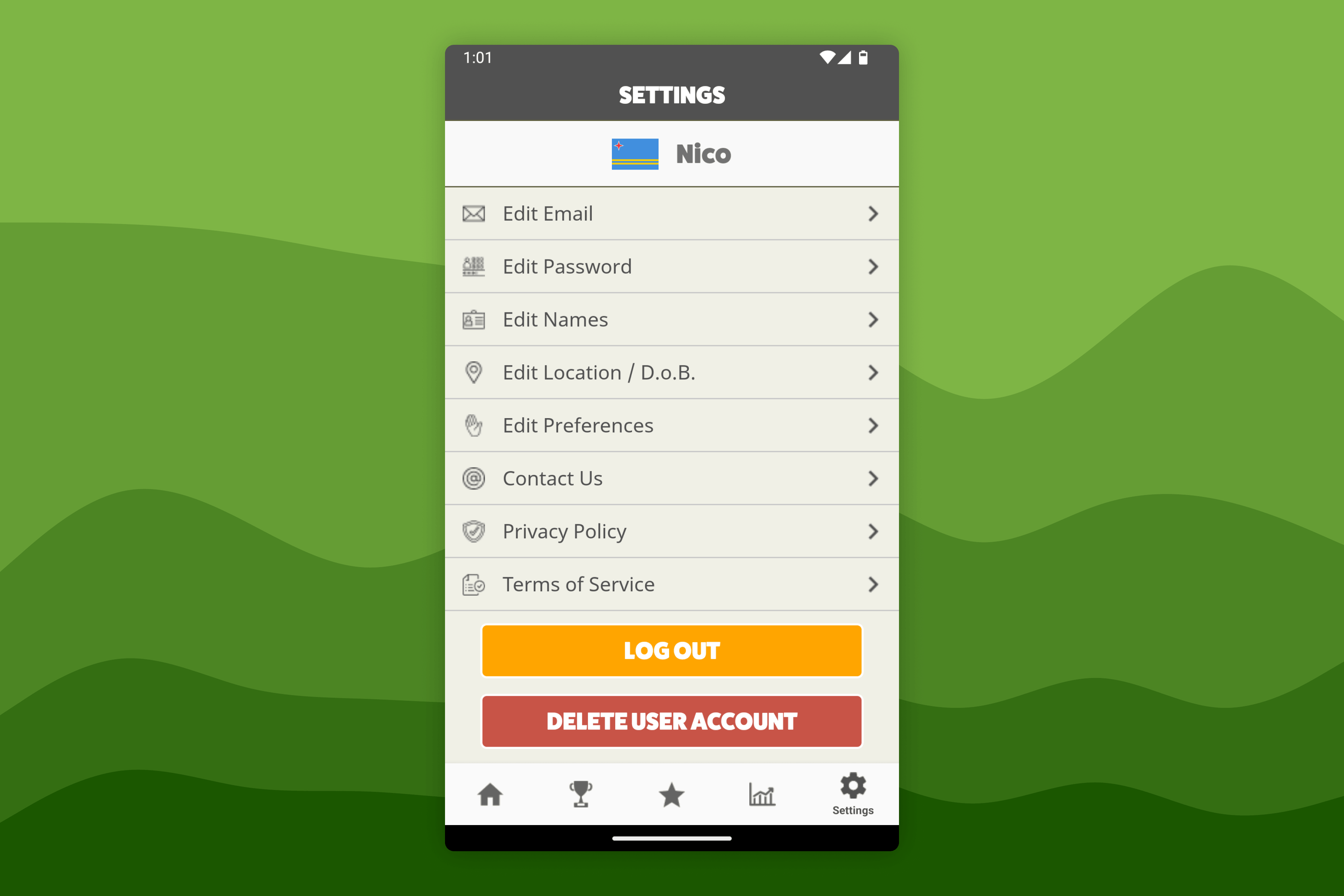 Awesome Golf Community Settings Screen
