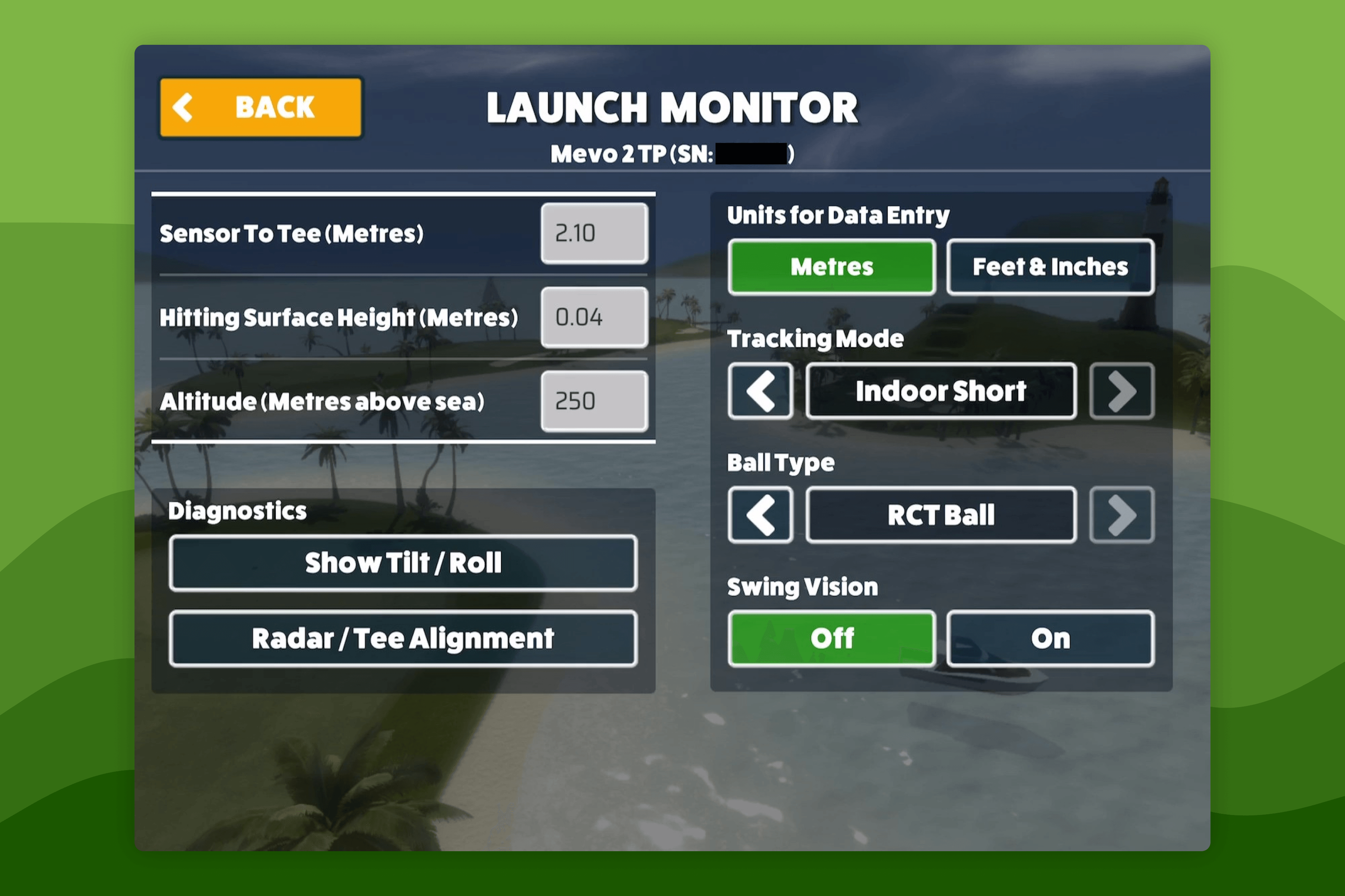 Awesome Golf Simulator Launch Monitor Settings for FlightScope Mevo+