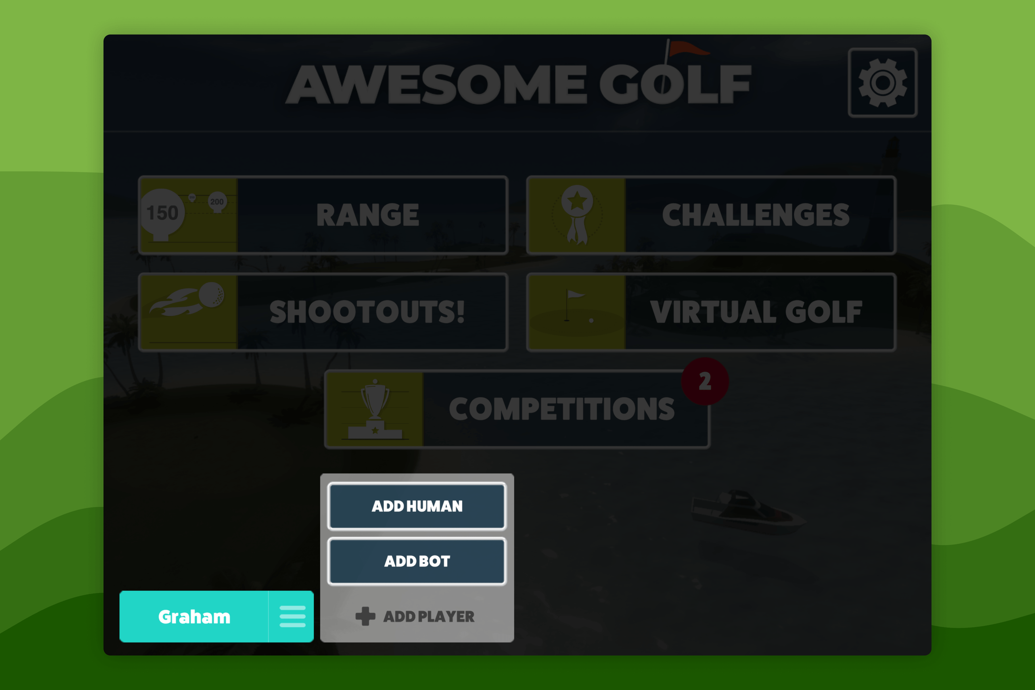 Awesome Golf Home Screen with Add Player Highlighted