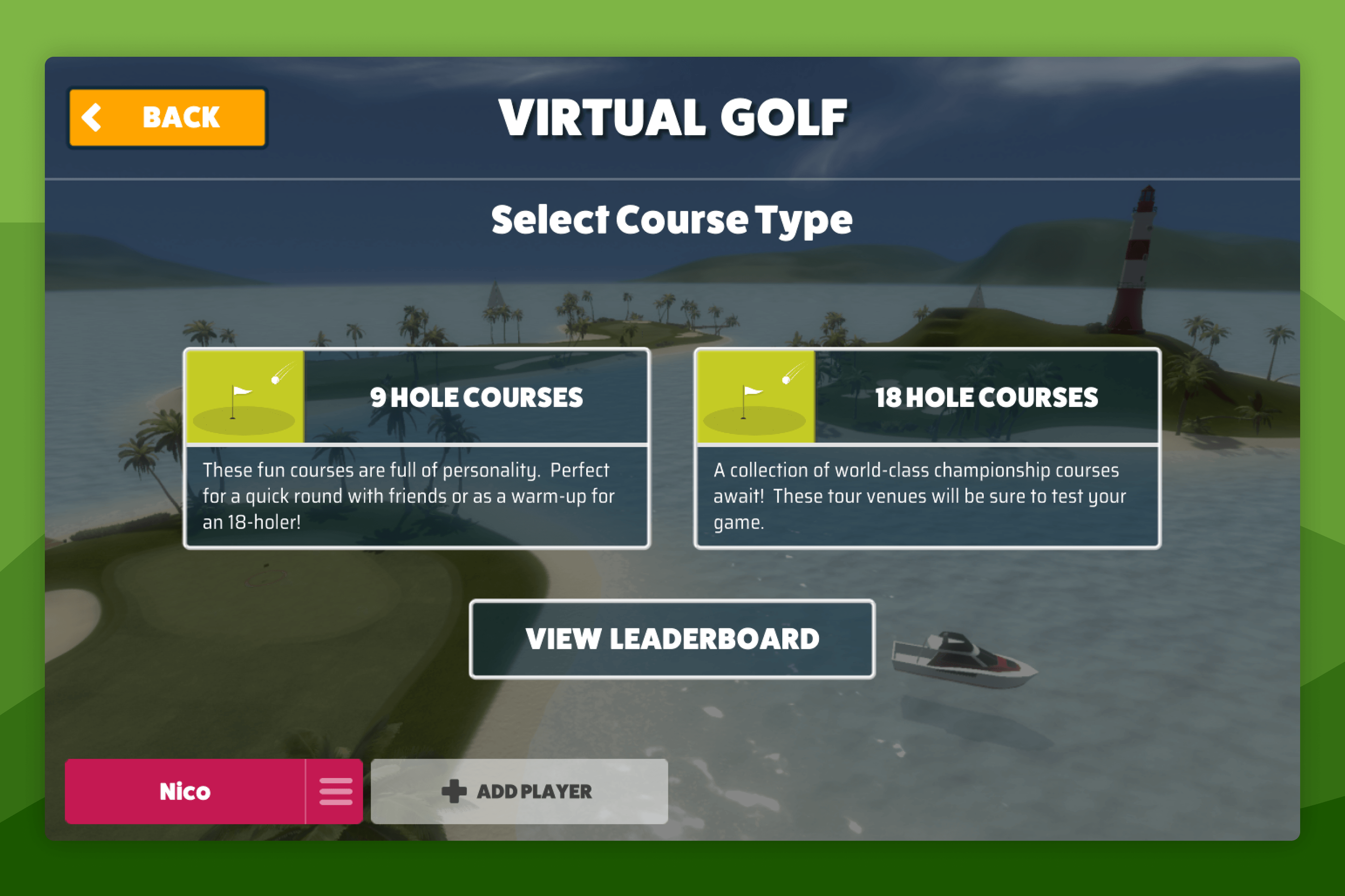 Awesome Golf Virtual Golf Courses Length Selection
