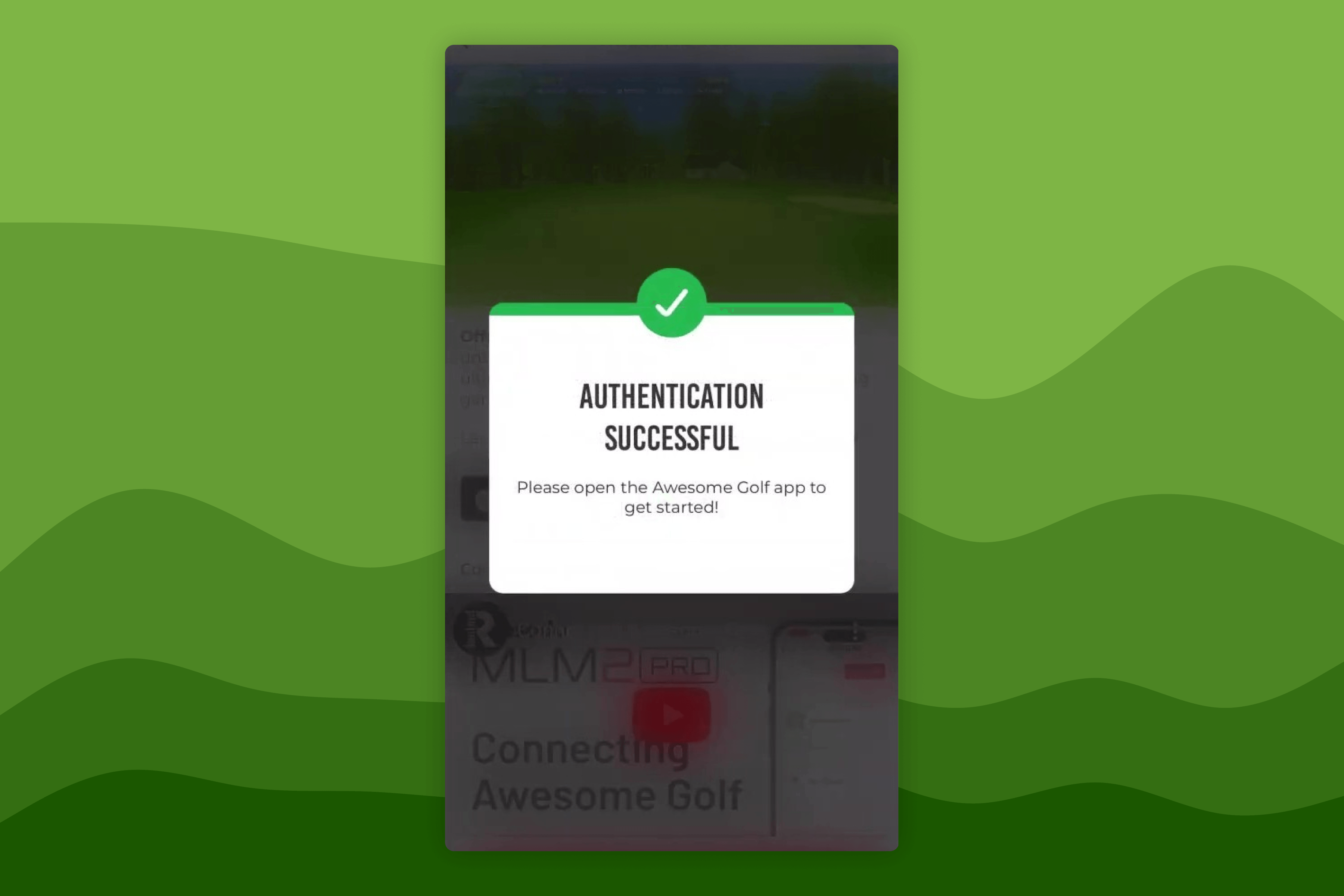 Rapsodo MLM2PRO App Awesome Golf Authentication Success Screen